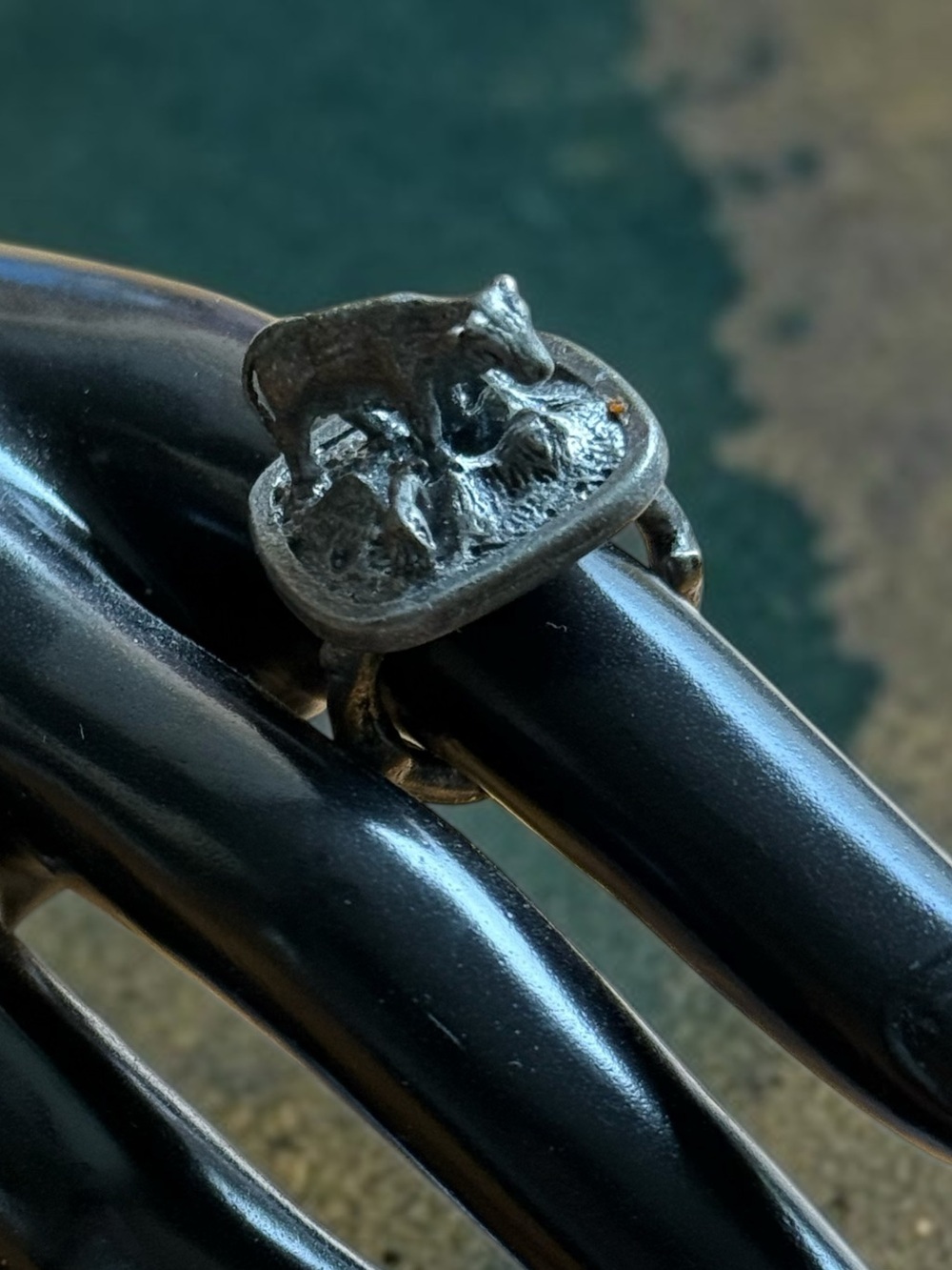 🫶🏻 Cow & Pig Dark Silver Animal Ring